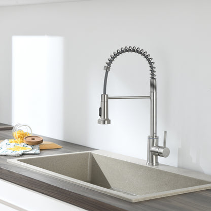 Single Handle Pull Down Sprayer Kitchen Faucet Single Handle with LED light in Brushed Nickel