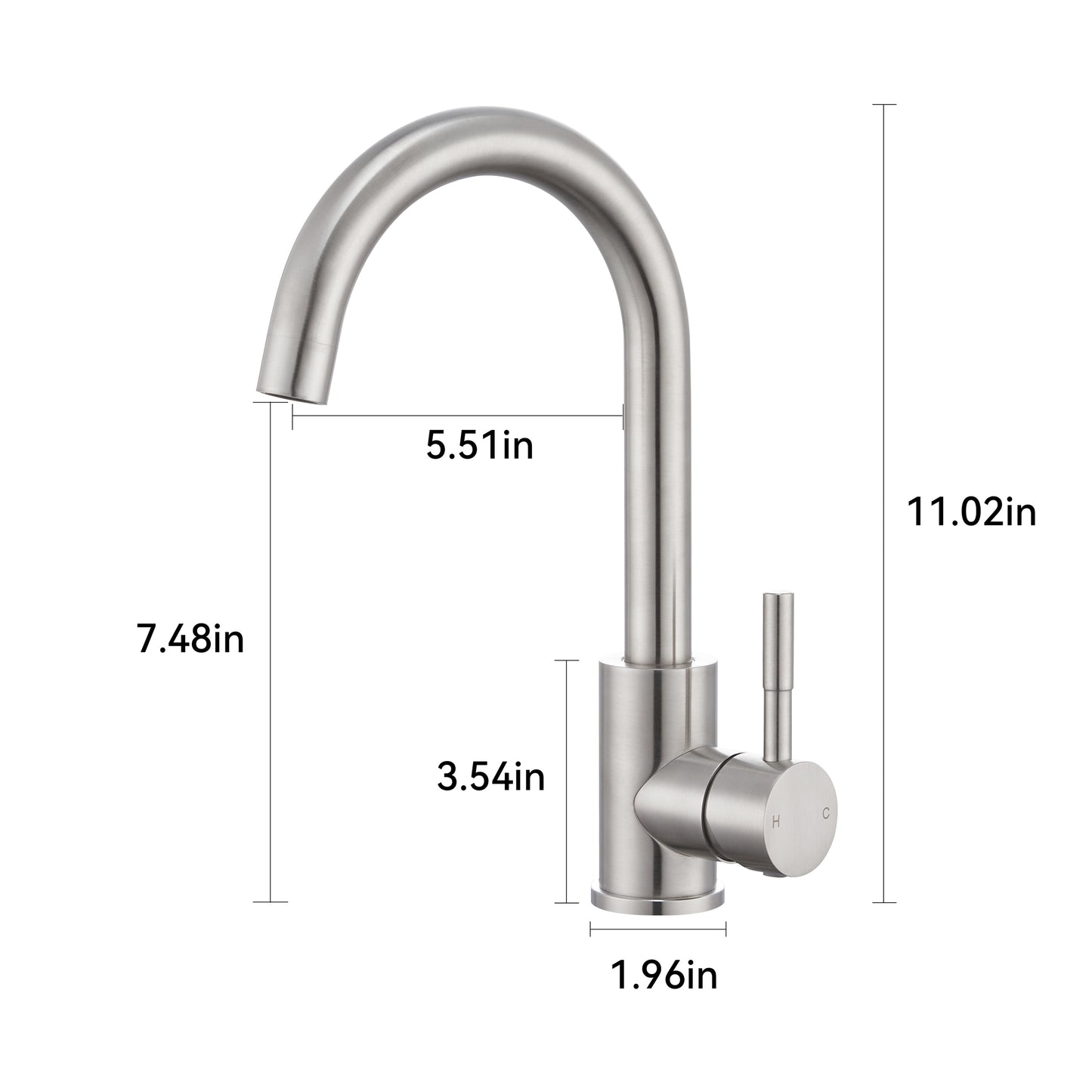 Single Handle Kitchen Bar Faucet with 360°, Single Hole Bar Kitchen Sink Faucet in Brushed Nickel