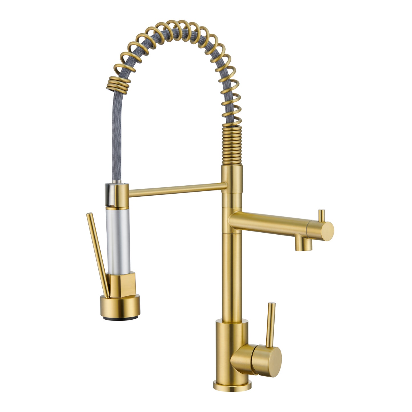 Single Handle Pull-Down Sprayer Kitchen Faucet in Brushed Gold Questions & Answers