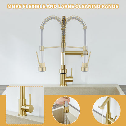 Single Handle Pull-Down Sprayer Kitchen Faucet in Brushed Gold Questions & Answers