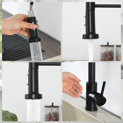 Single Handle Pull-Down Sprayer Kitchen Faucet with Touch Sensor in Matte Black