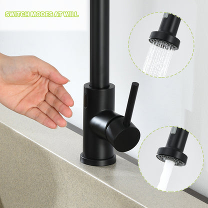Single Handle Pull-Down Sprayer Kitchen Faucet with Touch Sensor in Matte Black