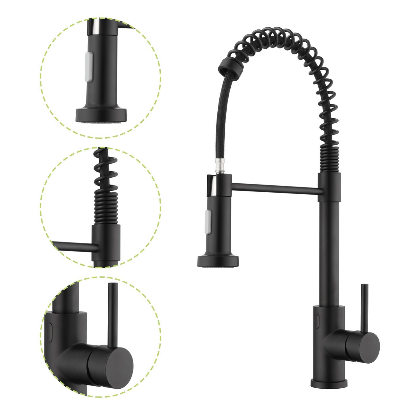 Single Handle Pull-Down Sprayer Kitchen Faucet with Touch Sensor in Matte Black