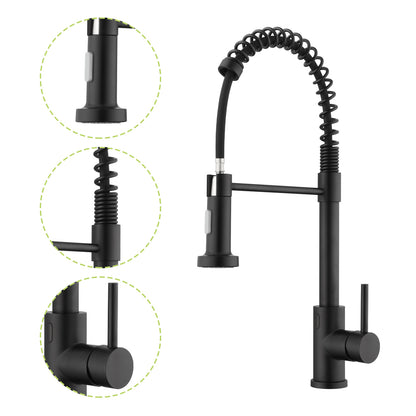 Single Handle Pull-Down Sprayer Kitchen Faucet with Touch Sensor in Matte Black