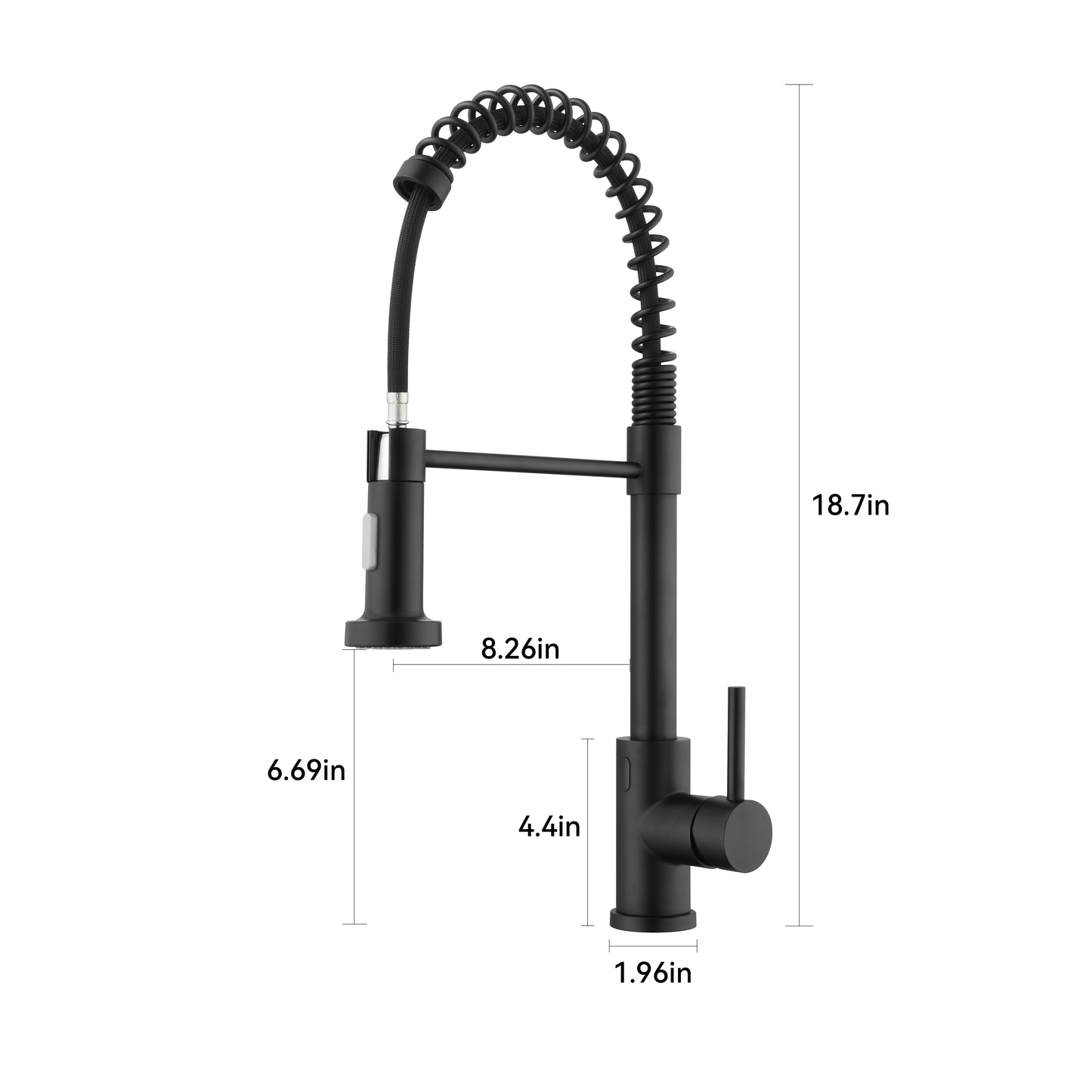 Single Handle Pull-Down Sprayer Kitchen Faucet with Touch Sensor in Matte Black