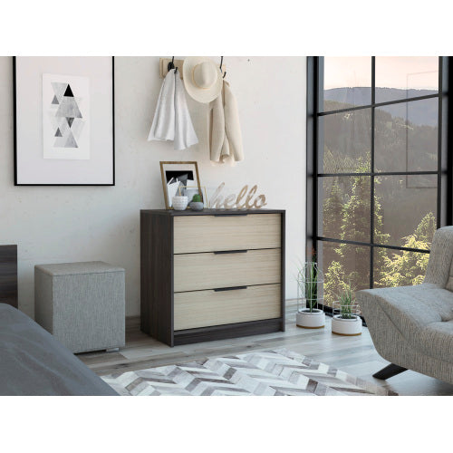 3 Drawers Dresser, Superior Top -Black / Pine