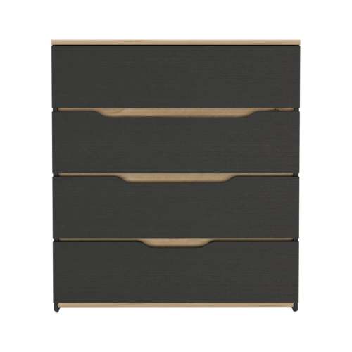 Drawer Dresser 35"H, Four Drawers, Superior Top, Black / Light Oak
