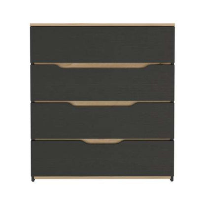 Drawer Dresser 35"H, Four Drawers, Superior Top, Black / Light Oak