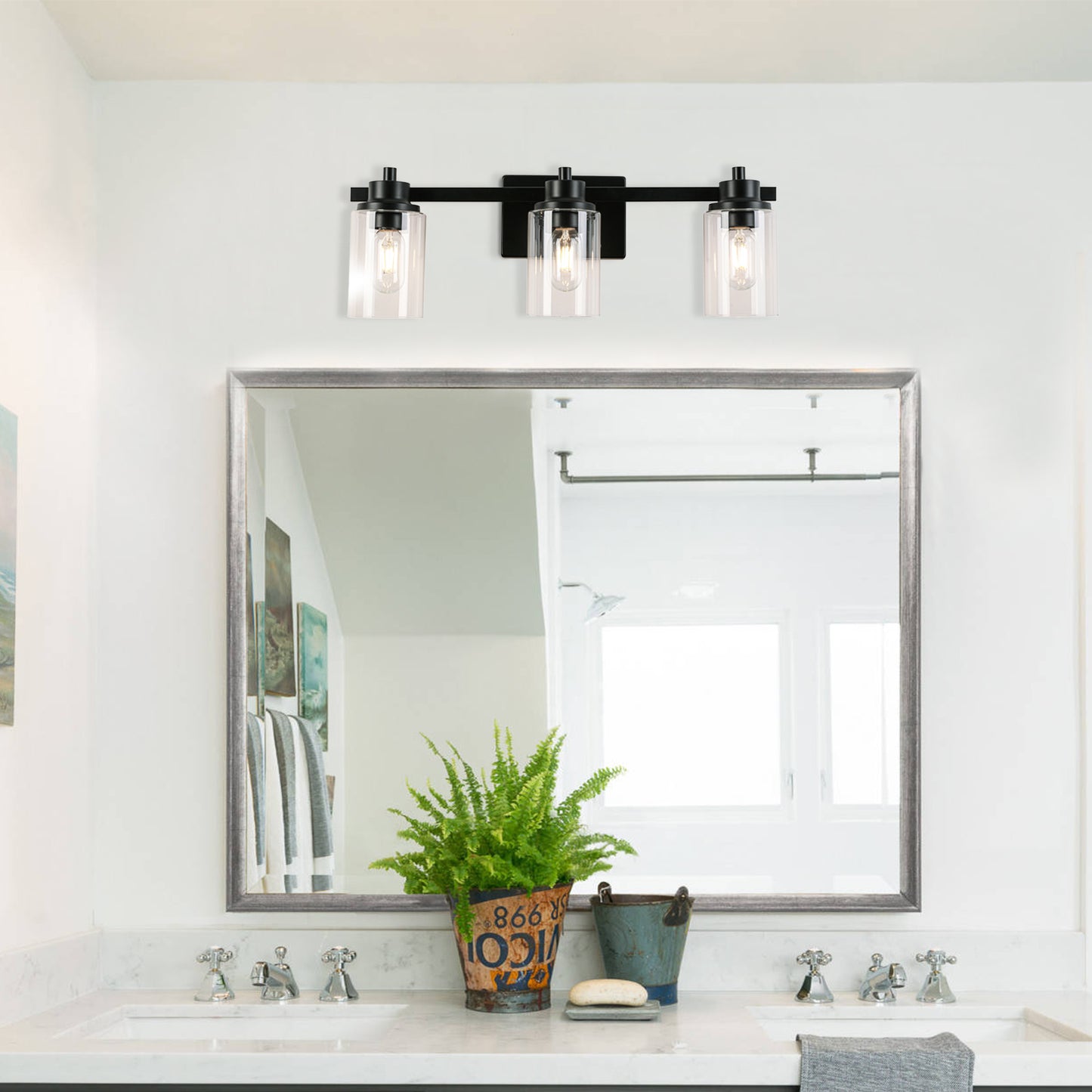 23-in 3-Light Black Led, Modern/Contemporary Vanity Light
