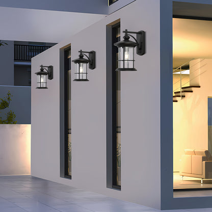 1 Waterproof Outdoor Wall Light, Clear Glass Sheet Outdoor Wall Light, Matte Black