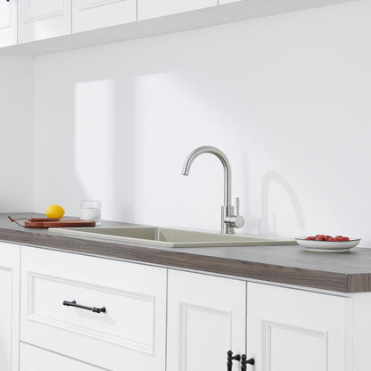 Single Handle Kitchen Bar Faucet with 360°, Single Hole Bar Kitchen Sink Faucet in Brushed Nickel