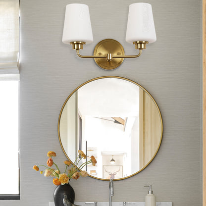 2-Light White Plus Gold Bathroom Vanity Light with Shade