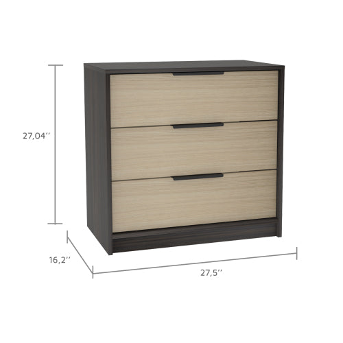 3 Drawers Dresser, Superior Top -Black / Pine