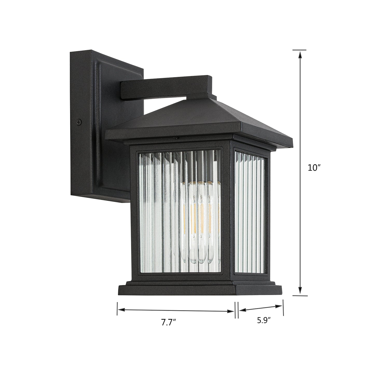 1-Light Black not Motion Sensing Outdoor HardWired Wall Lantern Sconce with No Bulbs Included