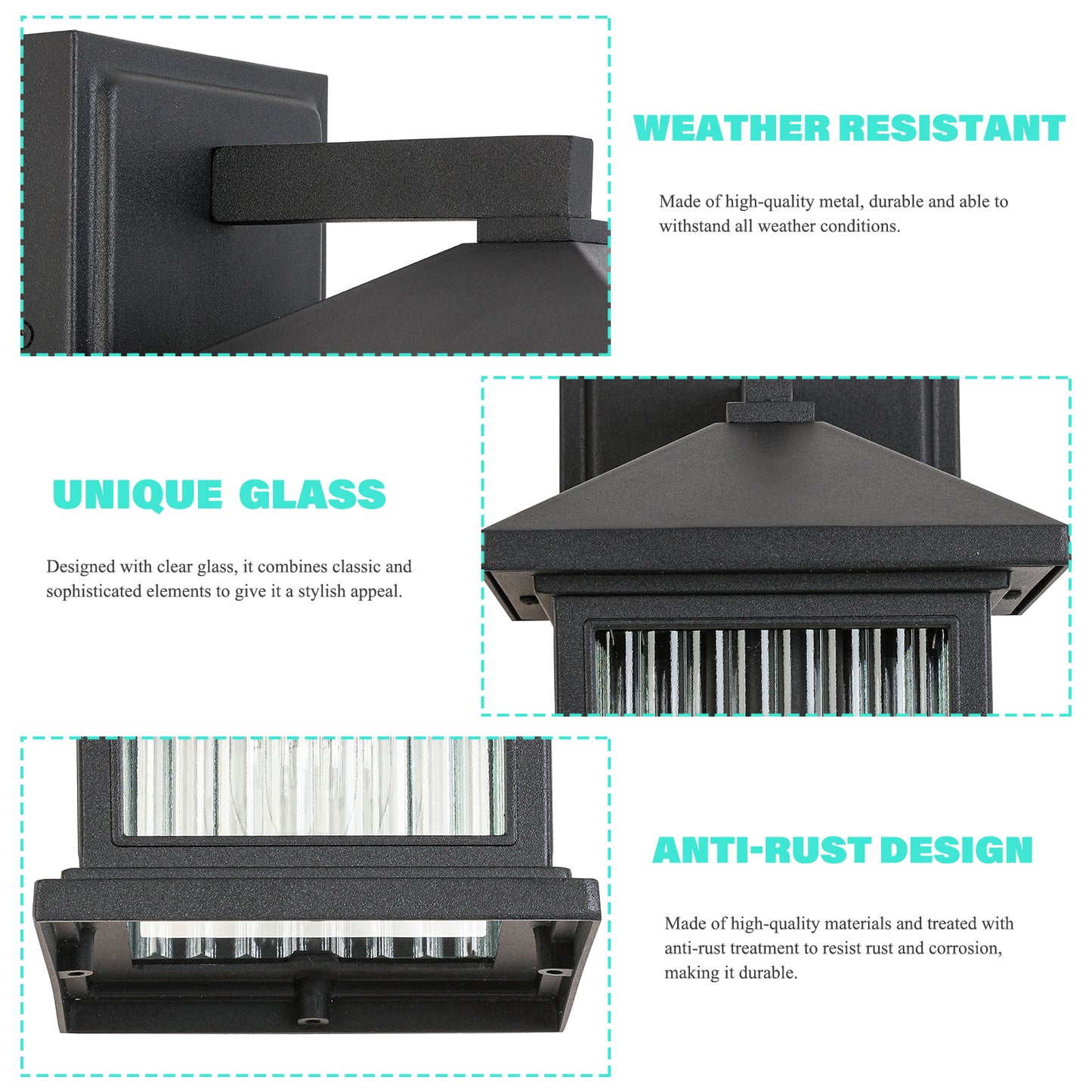 1-Light Black not Motion Sensing Outdoor HardWired Wall Lantern Sconce with No Bulbs Included