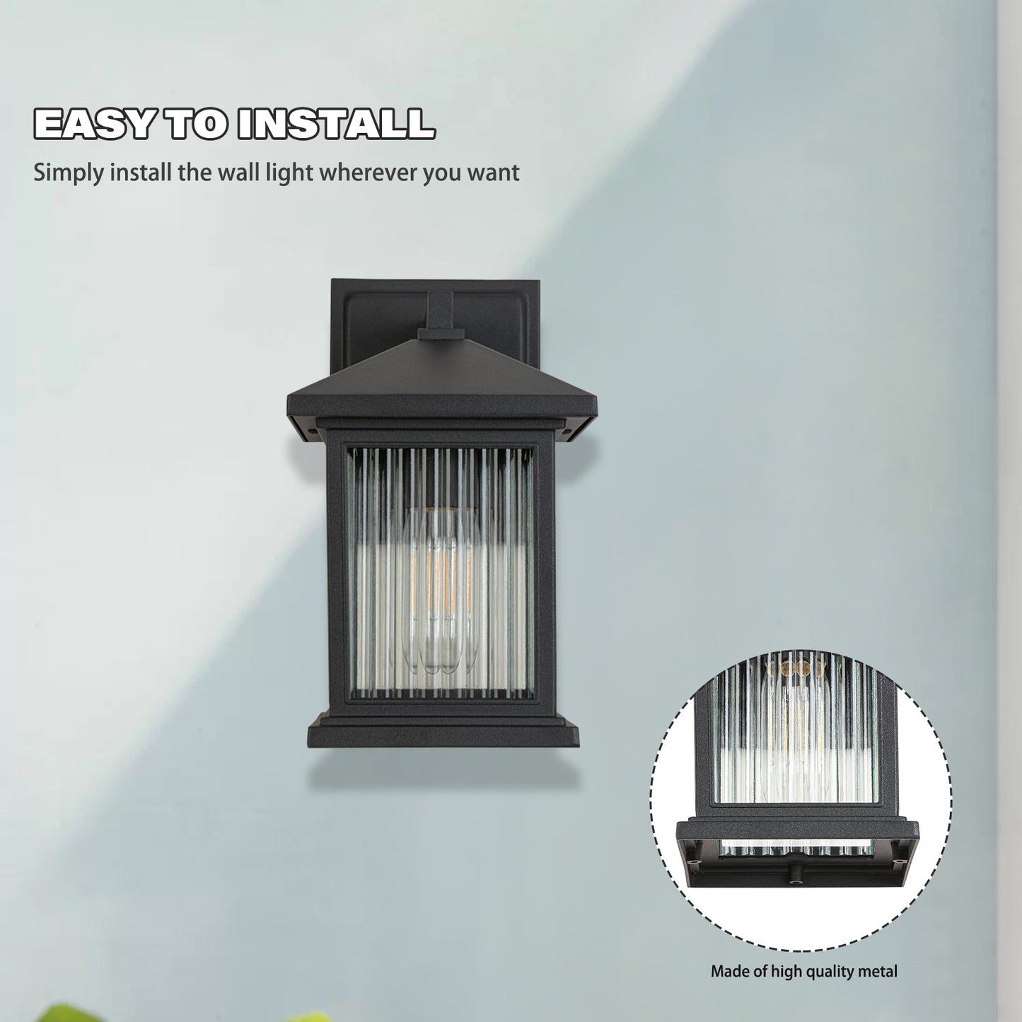 1-Light Black not Motion Sensing Outdoor HardWired Wall Lantern Sconce with No Bulbs Included