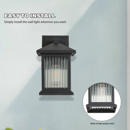 1-Light Black not Motion Sensing Outdoor HardWired Wall Lantern Sconce with No Bulbs Included
