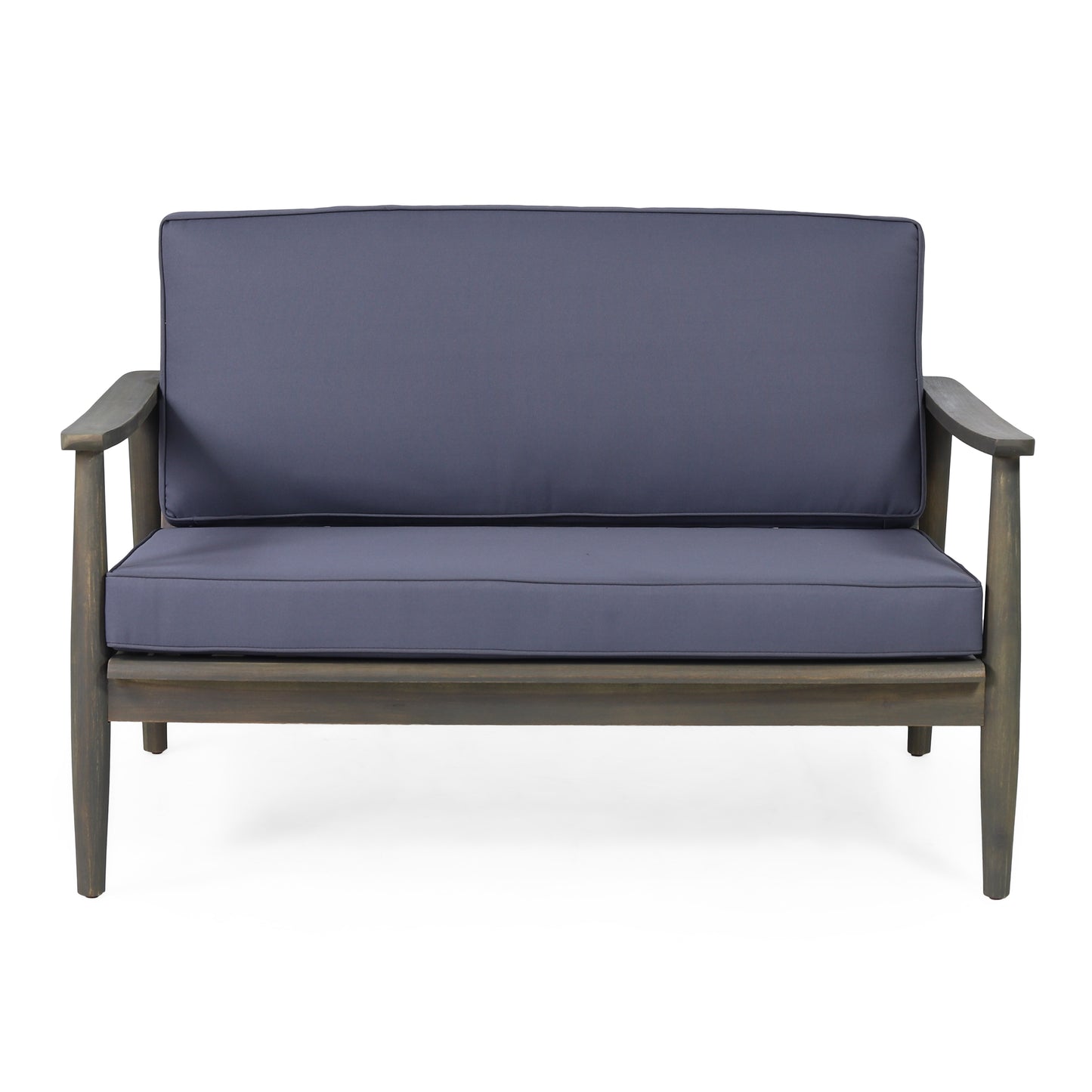 Patio Loveseat and Coffee Table Set, Patio Furniture Set with Cushion, Acacia Wood Frame Conversation Set for Garden, Backyard, Porch and Poolside, Minimalistic Style