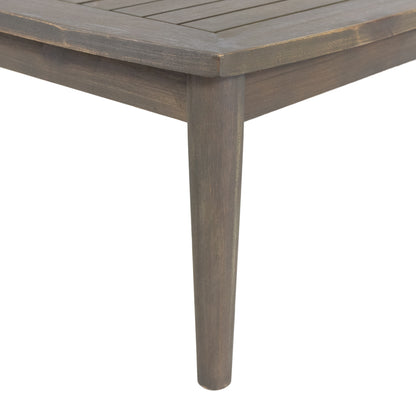 Patio Loveseat and Coffee Table Set, Patio Furniture Set with Cushion, Acacia Wood Frame Conversation Set for Garden, Backyard, Porch and Poolside, Minimalistic Style