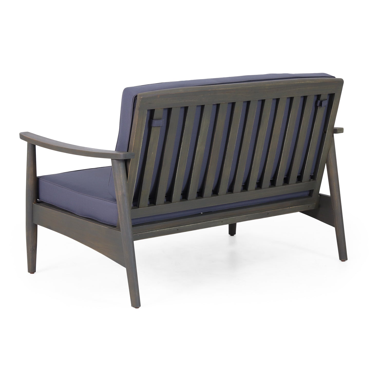 Patio Loveseat and Coffee Table Set, Patio Furniture Set with Cushion, Acacia Wood Frame Conversation Set for Garden, Backyard, Porch and Poolside, Minimalistic Style