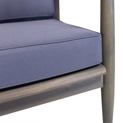 Patio Loveseat and Coffee Table Set, Patio Furniture Set with Cushion, Acacia Wood Frame Conversation Set for Garden, Backyard, Porch and Poolside, Minimalistic Style