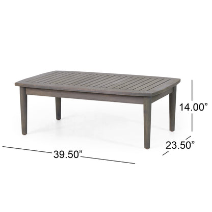 Patio Loveseat and Coffee Table Set, Patio Furniture Set with Cushion, Acacia Wood Frame Conversation Set for Garden, Backyard, Porch and Poolside, Minimalistic Style