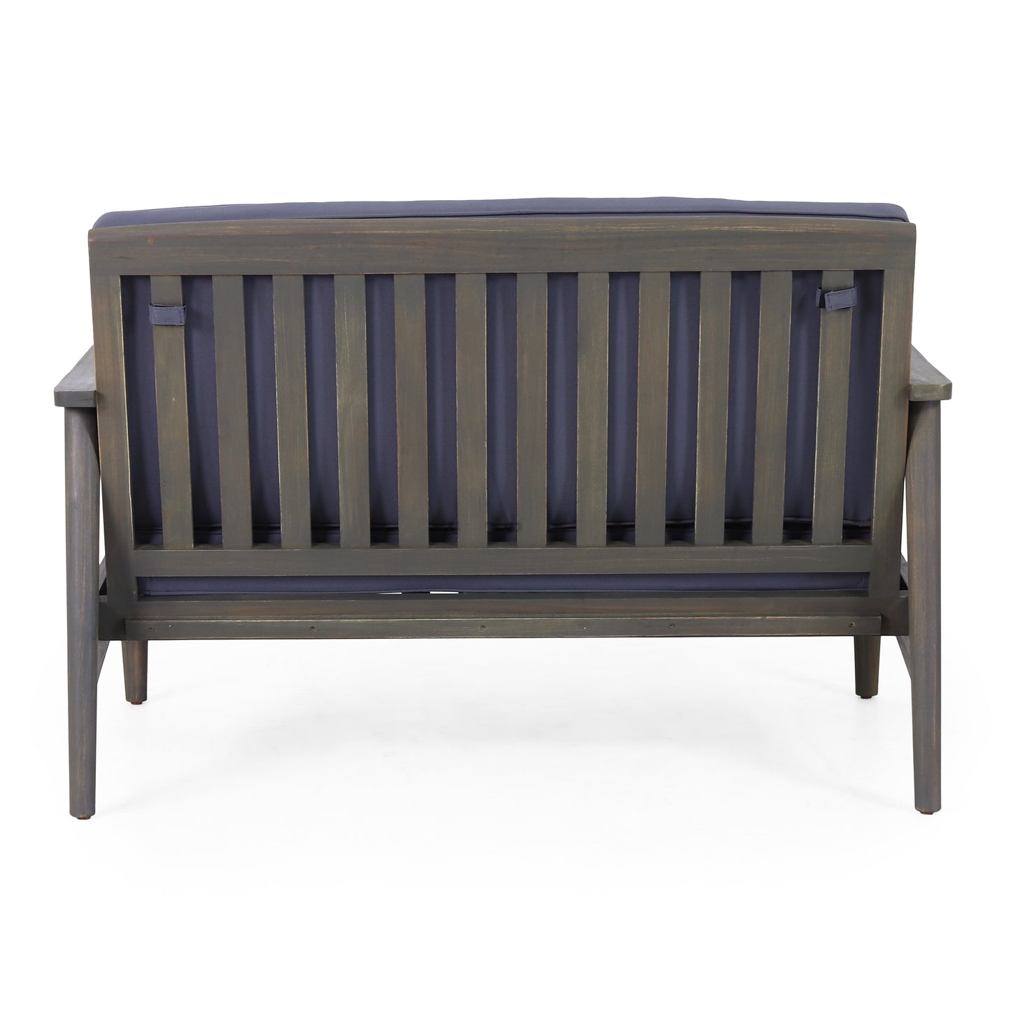 Patio Loveseat and Coffee Table Set, Patio Furniture Set with Cushion, Acacia Wood Frame Conversation Set for Garden, Backyard, Porch and Poolside, Minimalistic Style