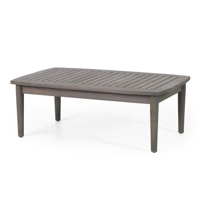 Patio Loveseat and Coffee Table Set, Patio Furniture Set with Cushion, Acacia Wood Frame Conversation Set for Garden, Backyard, Porch and Poolside, Minimalistic Style