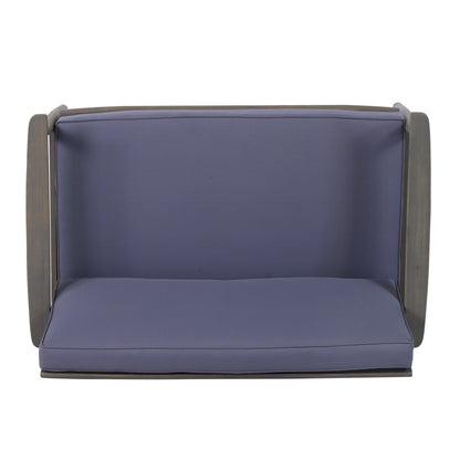 Patio Loveseat and Coffee Table Set, Patio Furniture Set with Cushion, Acacia Wood Frame Conversation Set for Garden, Backyard, Porch and Poolside, Minimalistic Style