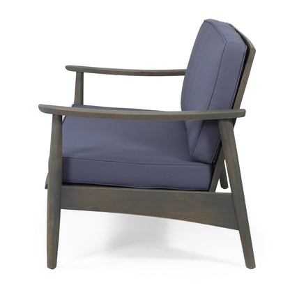 Patio Loveseat and Coffee Table Set, Patio Furniture Set with Cushion, Acacia Wood Frame Conversation Set for Garden, Backyard, Porch and Poolside, Minimalistic Style