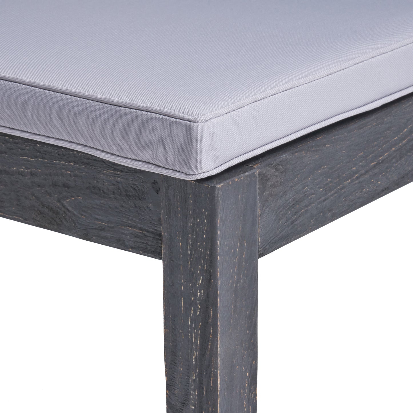 Outdoor Acacia Wood Armless Dining Chair with Cushions (Set of 2) , Sandblasted Dark Gray + Light Gray
