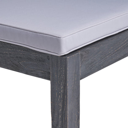 Outdoor Acacia Wood Armless Dining Chair with Cushions (Set of 2) , Sandblasted Dark Gray + Light Gray