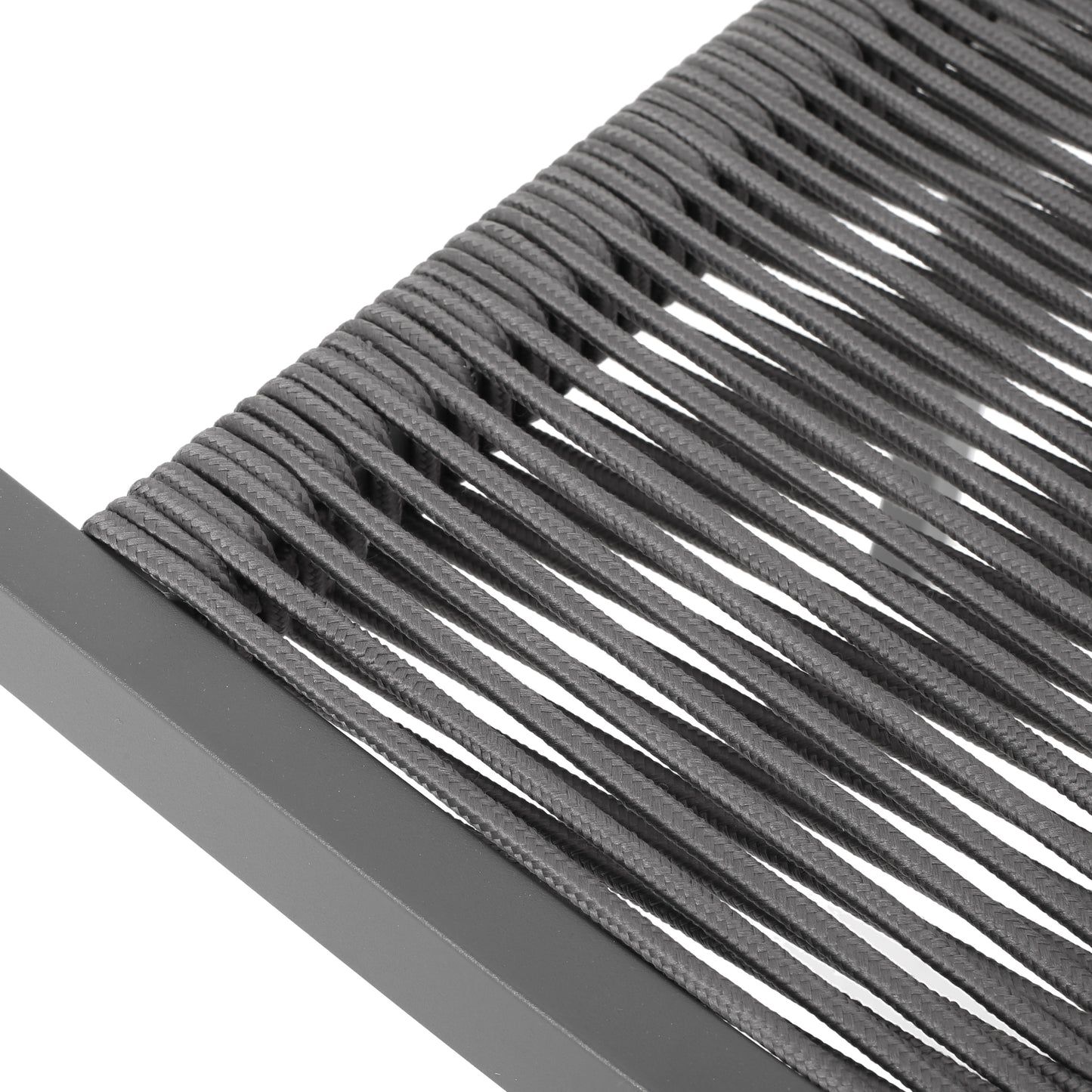 Outdoor Modern Aluminum Dining Chair with Rope Seat (Set of 2), Gray and Dark Gray