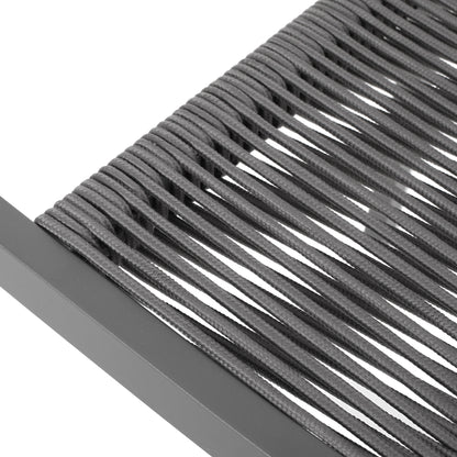 Outdoor Modern Aluminum Dining Chair with Rope Seat (Set of 2), Gray and Dark Gray