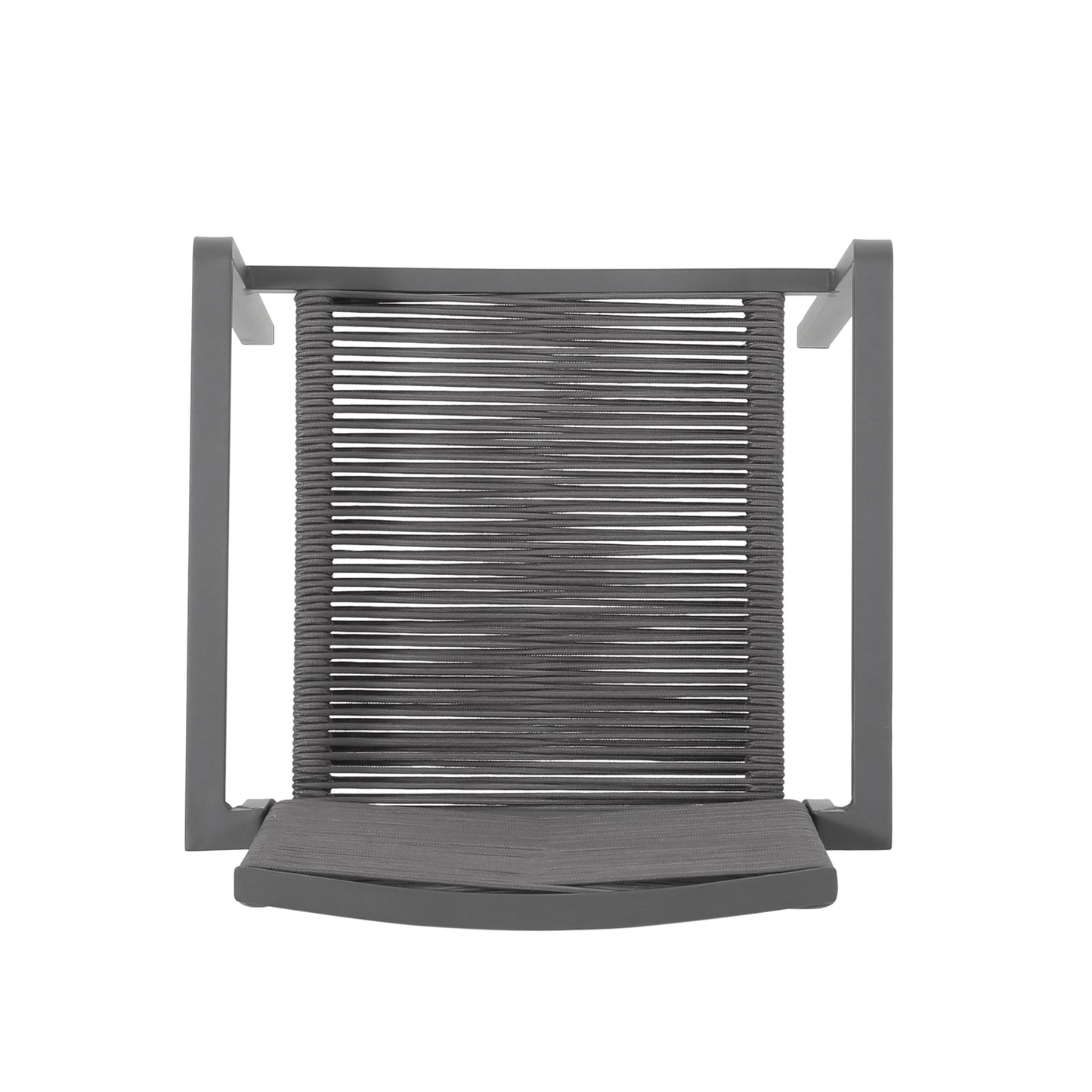 Outdoor Modern Aluminum Dining Chair with Rope Seat (Set of 2), Gray and Dark Gray
