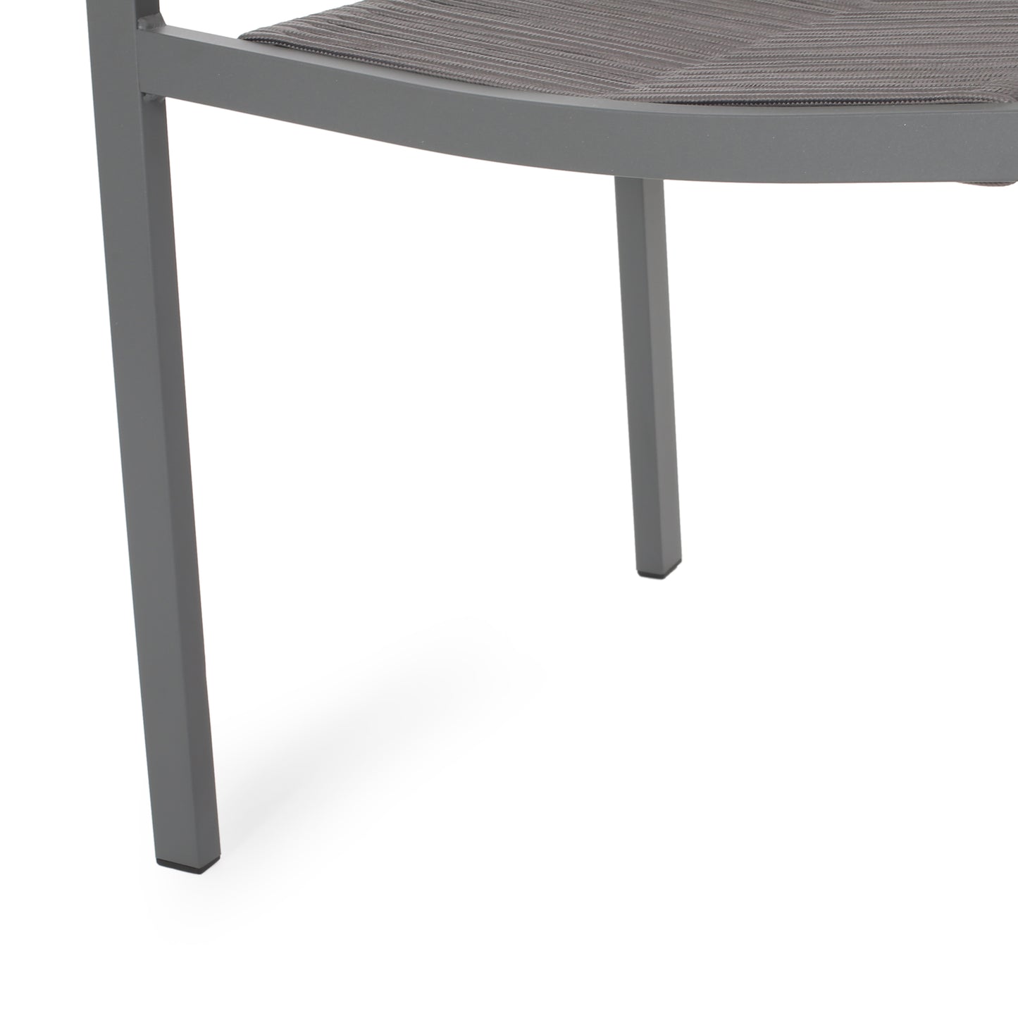 Outdoor Modern Aluminum Dining Chair with Rope Seat (Set of 2), Gray and Dark Gray
