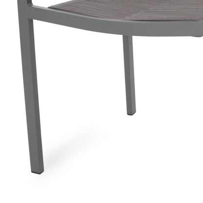 Outdoor Modern Aluminum Dining Chair with Rope Seat (Set of 2), Gray and Dark Gray