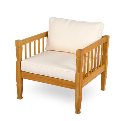 4-Piece Patio Furniture Set, Outdoor Furniture with coffee table, Patio Conversation Set Deep Seating with Thick Cushion for Backyard Porch Balcony,Teak finish