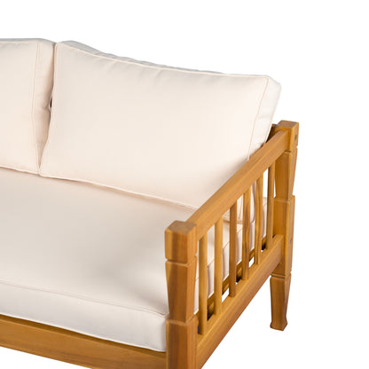 4-Piece Patio Furniture Set, Outdoor Furniture with coffee table, Patio Conversation Set Deep Seating with Thick Cushion for Backyard Porch Balcony,Teak finish