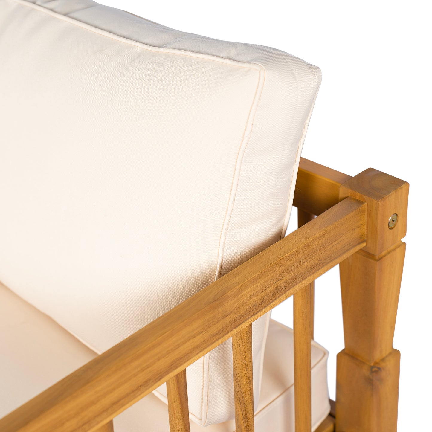 4-Piece Patio Furniture Set, Outdoor Furniture with coffee table, Patio Conversation Set Deep Seating with Thick Cushion for Backyard Porch Balcony,Teak finish