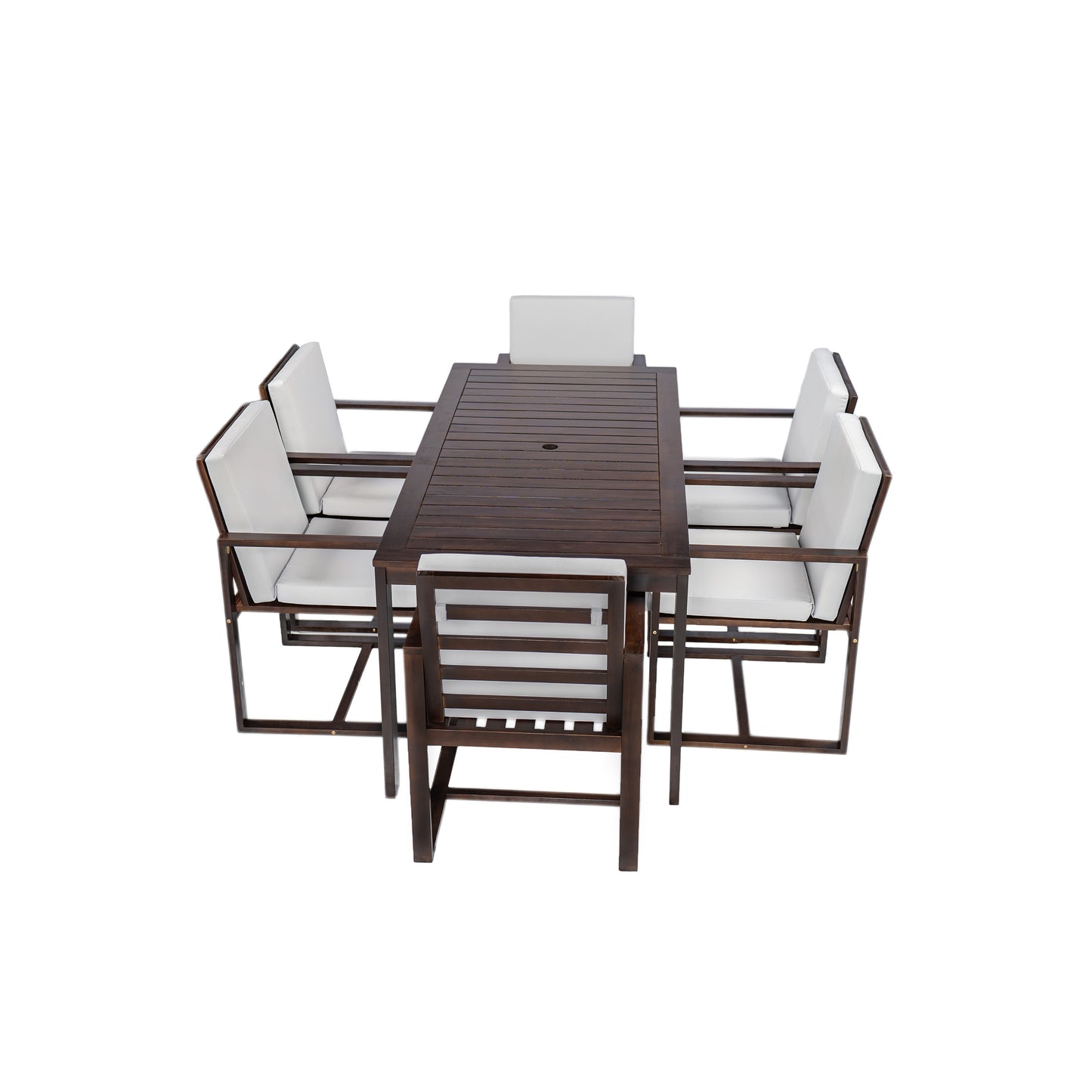 Patio Dining Set Outdoor Dining Table and Chair Set with and Removable Cushions for Patio, Backyard, Garden, Dark Brown