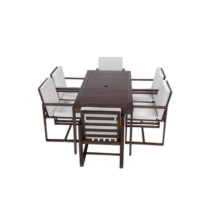 Patio Dining Set Outdoor Dining Table and Chair Set with and Removable Cushions for Patio, Backyard, Garden, Dark Brown