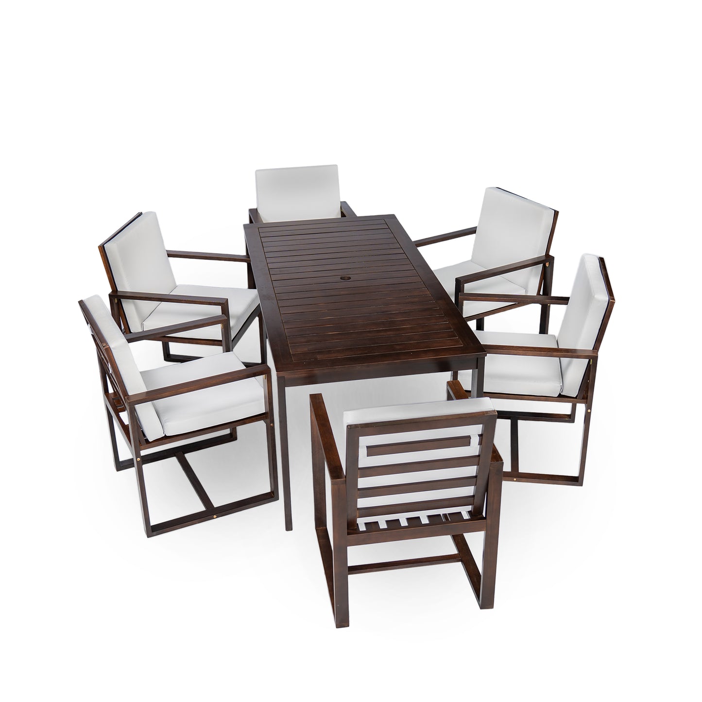 Patio Dining Set Outdoor Dining Table and Chair Set with and Removable Cushions for Patio, Backyard, Garden, Dark Brown