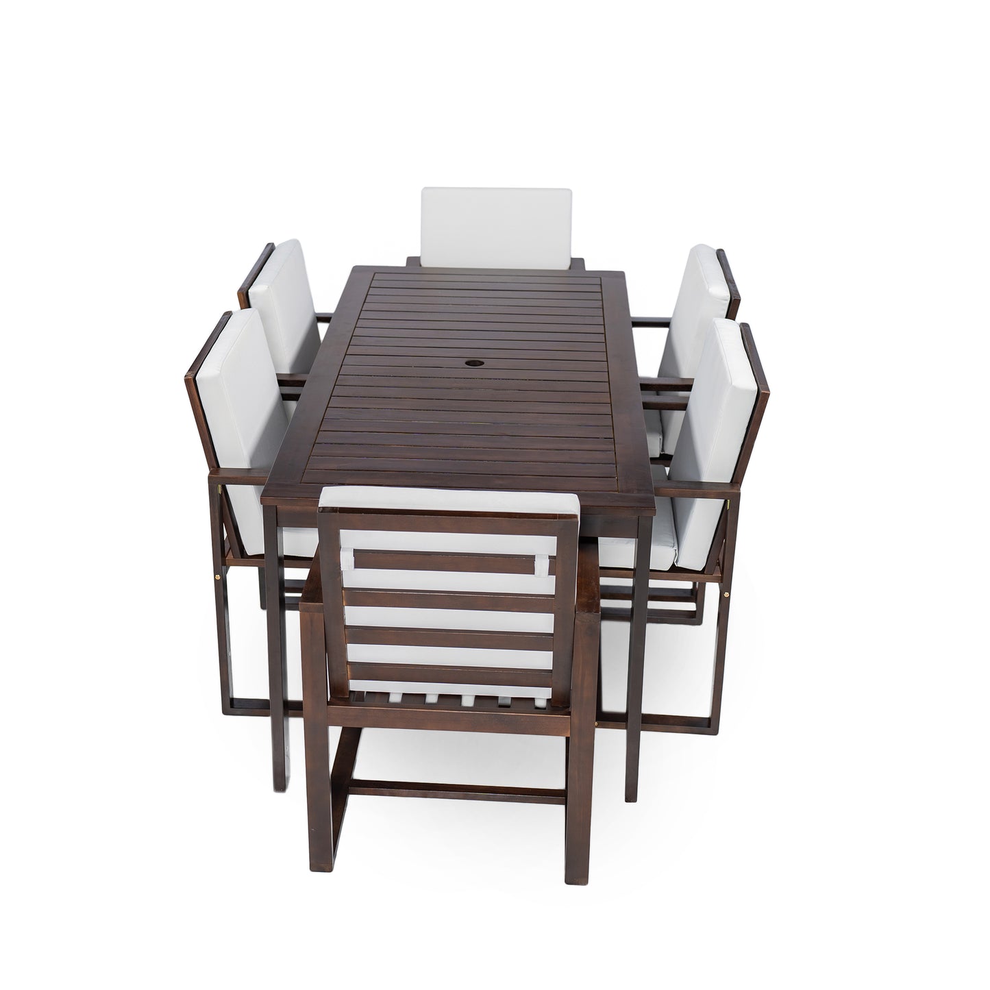 Patio Dining Set Outdoor Dining Table and Chair Set with and Removable Cushions for Patio, Backyard, Garden, Dark Brown