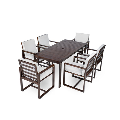 Patio Dining Set Outdoor Dining Table and Chair Set with and Removable Cushions for Patio, Backyard, Garden, Dark Brown