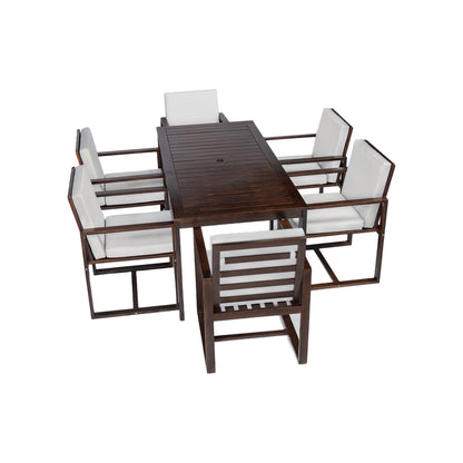Patio Dining Set Outdoor Dining Table and Chair Set with and Removable Cushions for Patio, Backyard, Garden, Dark Brown