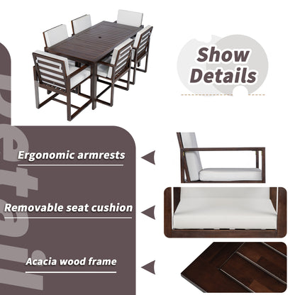 Patio Dining Set Outdoor Dining Table and Chair Set with and Removable Cushions for Patio, Backyard, Garden, Dark Brown