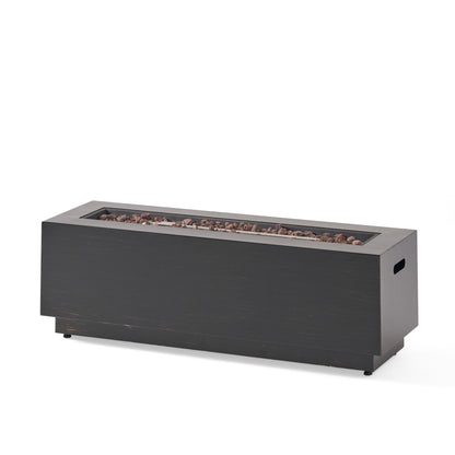 RECTANGULAT IRON FIRE PIT-50 000BTU WITH TANK HOLDER