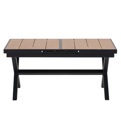 Experience Outdoor Dining Freedom with a Flexible Set Including Six Chairs and a Table that Extends from 62.9 to 82.6 Inches for Personalized Arrangements