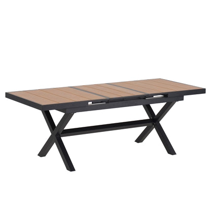 Experience Outdoor Dining Freedom with a Flexible Set Including Six Chairs and a Table that Extends from 62.9 to 82.6 Inches for Personalized Arrangements